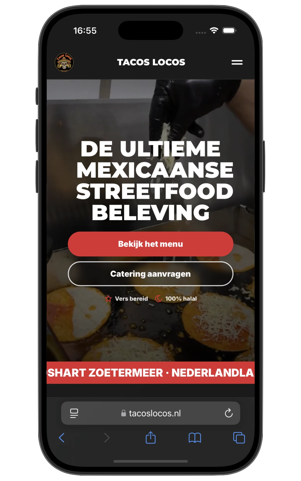 Screenshot van de Tacos Locos-website